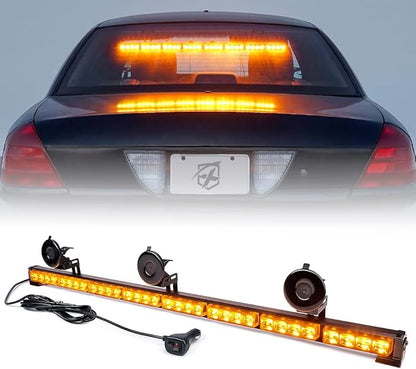 Xprite 35.5" Traffic Advisor Light Bar, LED Emergency Strobe Lights with 21 Flash Patterns, Suction Mount & Cigarette Plug, Strobe Lights for Trucks, SUV, Car - Amber