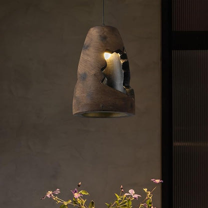 JAYMP Wabi Sabi Pendant Light for Dining Room Kitchen Island Hallway Farmhouse Hanging Lamp E26 Base Retroism Style Wine Bottle Shape Lighting Fixture, 1 Pack (Antique Brown,A Shape, D35×H51cm)