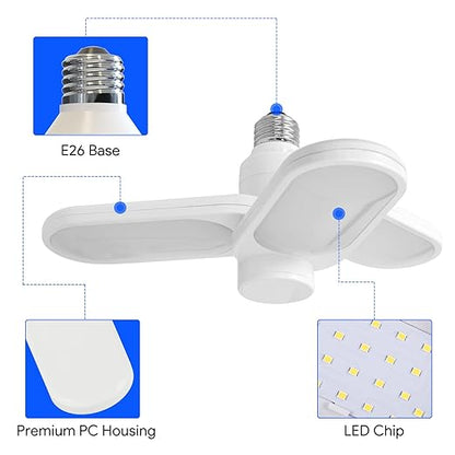 Energetic LED Garage Ceiling Light, Screw in Light for Workshop, Basement, ETL, 3 Pack