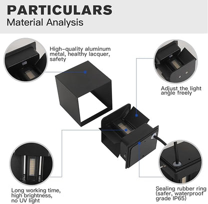20W LED Outdoor Wall Lights Exterior/Interior,3 Colors Adjustable Wall Sconce,Modern Square Aluminum Wall Light,Up and Down Outdoor Lighting Fixtures,IP65 Waterproof Porch Light, ETL Listed