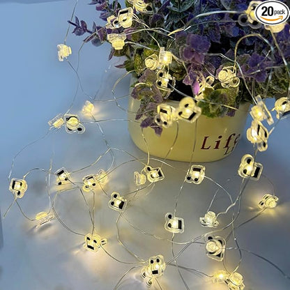 GUOCHENG 16FT 50LEDs Music Note String Lights, Music Stave Fairy Light 3AA Batteries Operated Decorative Light Strings, Musical Starry Lights for Indoor Outdoor(1 Pack)