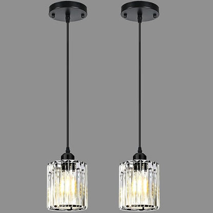 Black Pendant Lights for Kitchen Island, Elegant Modern Island Lights for Kitchen with Crystal Glass – Luxury 2 Pack Pendant Lights for Kitchen Island, Dining Table, Entryway, Restaurant