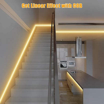 Tatazone 16.4ft Tunable White Smart COB Led Strip Light Kit, CCT 2700K-6500K Bright COB Led Tape Light Compatible with Alexa and Google, Dimmable Indoor COB Led Ribbon for Kitchen Cabinet, Room, TV
