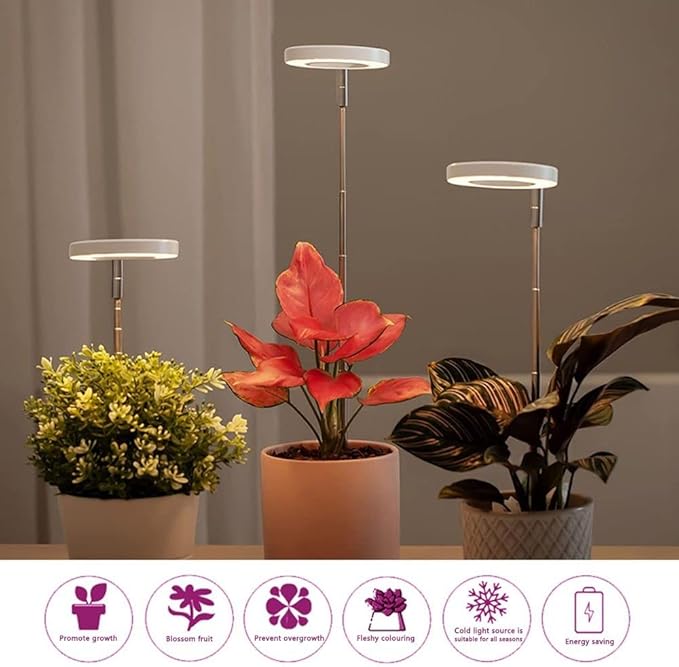 Andy's Orchids LED Grow Light, Adjustable Height, Full Spectrum, 360 Lumen, 40 LED Beads, USB Powered, White, Acrylic & Metal, Modern Design, Indoor Use