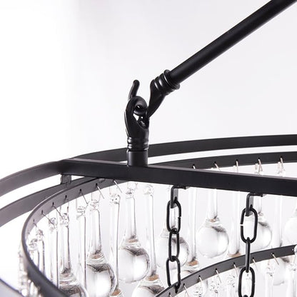 TOCHIC Black Crystal Chandelier 24 inch, Modern Farmhouse Light Fixtures Ceiling Hanging Crystal Pendant Lighting for Bedroom, Dining Room, Kitchen Island Light, Living Room Chandelier, 3 Tiers