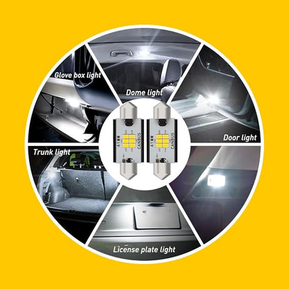 AUXITO 578 LED Bulbs Canbus Error Free 211-2 212-2 41MM 42MM Festoon LED Bulbs for Dome Light Interior Car License Plate Map Door Courtesy Marker Lights, Xenon White
