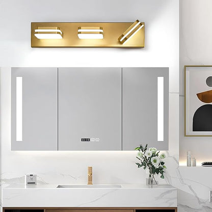 360° Rotate LED Bathroom Vanity Light Fixtures, 1300LM Acrylic Gold Vanity Lights for Bathroom, Modern Wall Lighting Fixtures Over Mirror Kitchen Living Room Hallway (Natural White Light 5000K)