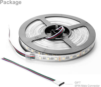 BTF-LIGHTING RGBW LED Strip Lights,UL Listed,5050 4 Colors in 1 RGB + 6000K-7000K Cool White,12V DC,16.4ft/5m 60LEDs/m 12mm White PCB, IP67 Waterproof for Home Decoration(No Adapter or Controller)