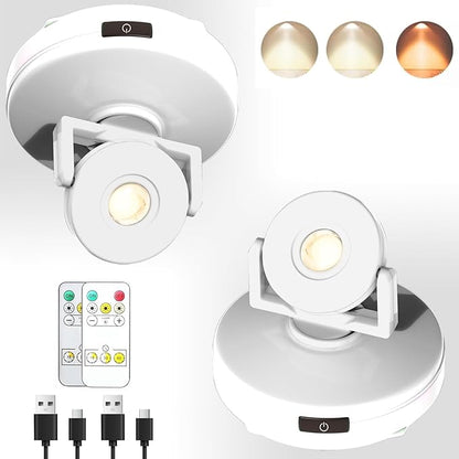 Wireless LED Spotlight Indoor, Rechargeable Uplighting with Remote Dimmable, Tree Spotlight Battery Powered Ceiling for Artwork Picture Painting Plant, 2Pack