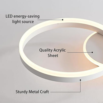33W Double Ring LED Ceiling Light, 21.6 Inch Modern Flush Mount Ceiling Lamp, 3 Color Changeable 3000K-6000K, for Bedroom, Living Room, Kitchen, Hallway