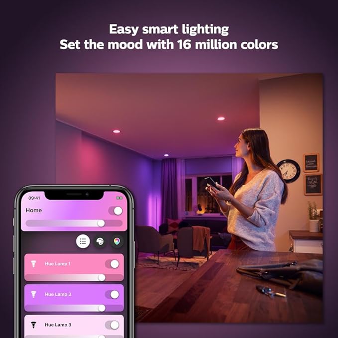 Philips Hue Smart Retrofit Recessed 5/6 Inch LED Downlight 1 Pack - White and Color Ambiance Color-Changing Light 1100LM - Control with Hue App - Compatible with Alexa, Google Assistant, Apple Homekit