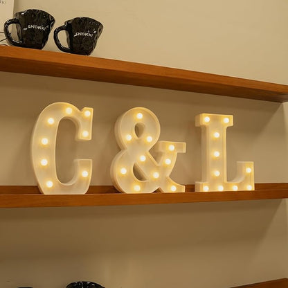 Foaky LED Letter Lights Sign Marquee Light Up Letters Sign for Night Light Wedding/Birthday Party Battery Powered Christmas Lamp Home Bar Decoration(L)