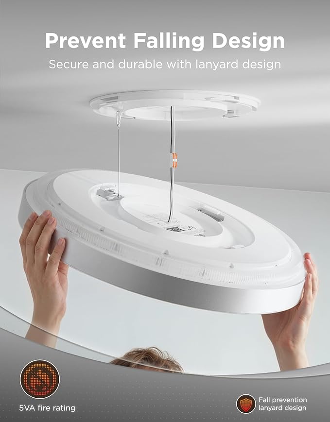 Govee Ceiling Light Ultra 21 Inch, 5000LM Smart Flush Mount Ceiling Light Fixture, Compatible with Matter & Alexa, RGBIC & Tunable White 2700K-6500K, DIY Ceiling Canvas for Bedroom, Living Room