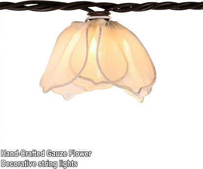 TWINKVILLA Decorative String Lights Plug in with 10 Bulbs, Flower Garland Fairy Lights Connectable Weatherproof Outdoor Indoor for Wedding Garden Pergola Bedroom Porch Floral Home Decor (White)