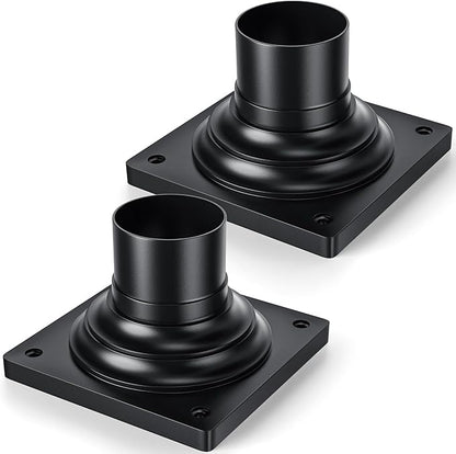 Outdoor Post Light Mounting Base 2 Packs, Matte Black Finish Traditional Base Mount, Waterproof Anti-Rust Cast Aluminum Pier Mount Base, 6" L x 6" W x 4.5" H