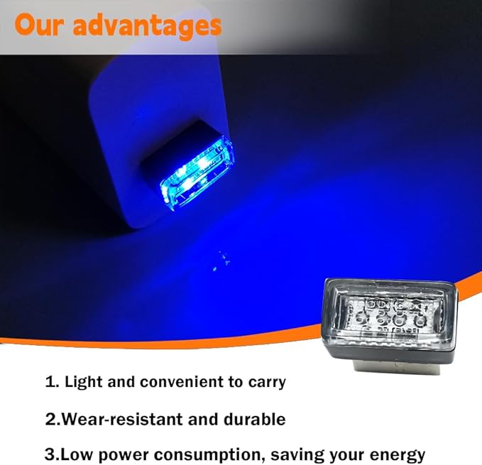 4PCS Car Interior Mood Lighting, Ambient Lighting Car, USB Light, USB Led, Durable, Lightweight and Convenient, Suitable for All Devices with USB Ports (Blue)
