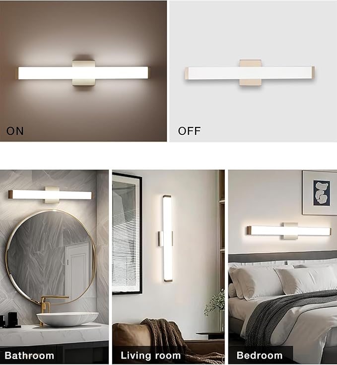 Bathroom Vanity Light Brushed Nickel Square LED 24 inch 14W 4000K Natural White Light Wall Bar Lighting Fixtures Over Mirror (Brushed Nickel, 24in)