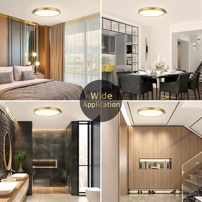 9Inch LED Ceiling Light Flush Mount Fixture, 18W(180W Equivalent), 1800LM, 4000K Natural White, IP40, Flat Modern LED Ceiling Lights for Bedrooms, Living Rooms, Bathrooms, Stairwells, etc.(Gold)