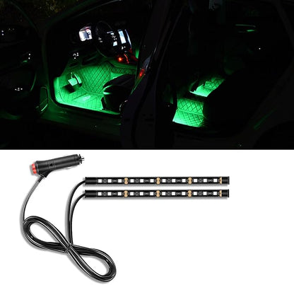 Car LED Strip Light, 24 LED RGB Auto Under Dash Interior Atmosphere Lights, 12V Ambient Night Light, Auto Interior Decorative Lamp, Universal Car Accessories (Green, Cigarette Adapter)