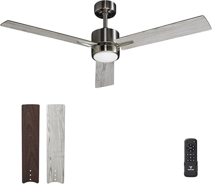 Ceiling Fan 52'' with Light: Modern Remote Control Fans Downrod Mounted - Quiet Reversible DC Motor - Light Memory Function for Outdoor Indoor