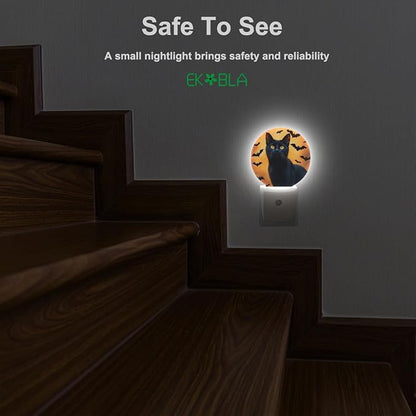 EKOBLA Black Cat Plug-in Night Light, Cool Halloween Animal LED Nightlight with Dusk to Dawn Sensor for Gifts & Home Decor