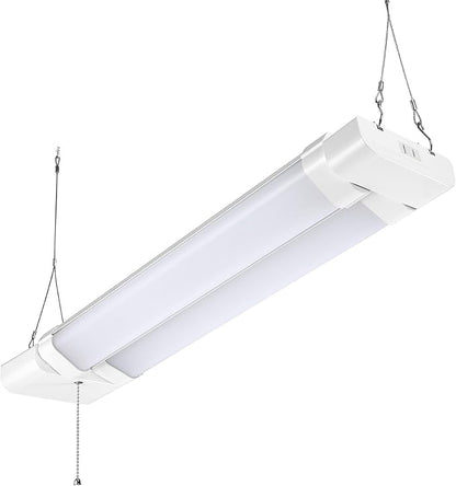 Maxxima 2 ft. Utility LED Adjustable Shop Light Fixture - 5000 Lumens, 50 Watt, Linkable, Frosted Lens 5000K Daylight, Plug in, Pull Chain, Ideal for Garage and Workshop Lighting, Hardware Included