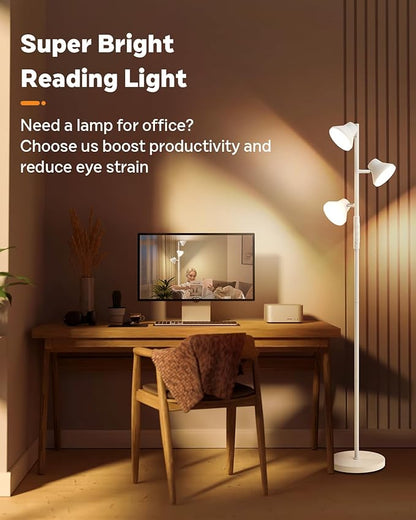 SIBRILLE LED Floor Lamp, 36W Modern Floor Lamp with Remote & Touch Control, 4 Color Temperatures, Standing Lamp with 3 Rotatable Lights, Floor Lamps for Living Room, Bedroom, Office