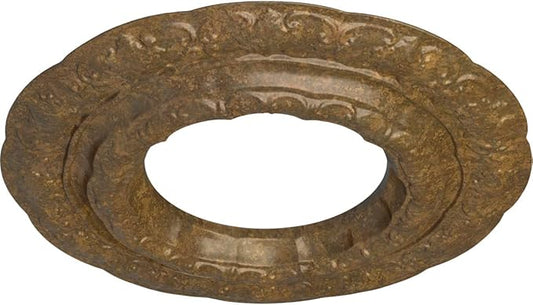 Ekena Millwork 15 3/8"OD x 7"ID x 1"P Lisbon Ceiling Medallion Fits Canopies up to 7" Ceiling Medallion, Rubbed Bronze