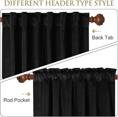 StangH Black Door Curtains - Super Soft Velvet Blackout Curtains Thick Privacy Room Divders for Living Room/Office Window Drapes for Bedroom, W52 x L80 inches, 1 Panel