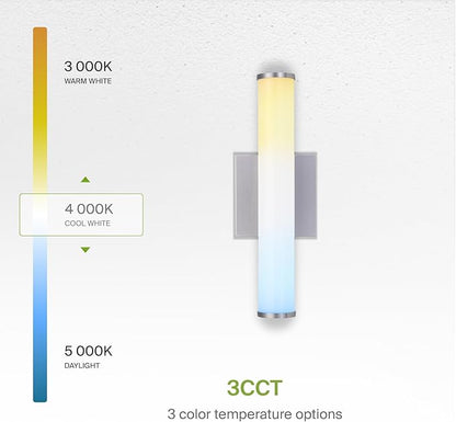 ASD 18" LED Linear Vanity Light Fixture, Modern Bathroom Sconce — 3 Color 3000K-5000K, Dimmable, 20W 1500LM, Energy Star & ETL Listed — Over Mirror Makeup Slim Bar for Bedroom, Cabinets — Nickel