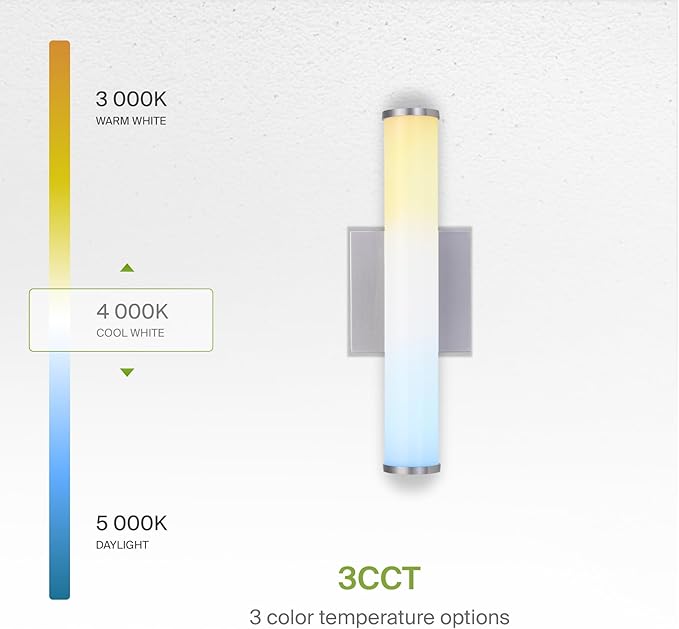 ASD 18" LED Linear Vanity Light Fixture, Modern Bathroom Sconce — 3 Color 3000K-5000K, Dimmable, 20W 1500LM, Energy Star & ETL Listed — Over Mirror Makeup Bar for Bedroom, Cabinets — Nickel, 2 Pack