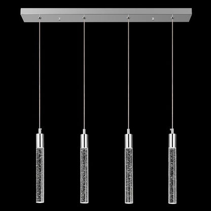 Kitchen Island Lighting Modern Light Fixture Chrome Pendant Light Dimmable LED Chrome Finish Mini Crystal Pendant Lights for Dining Room Living Room（4-Light）