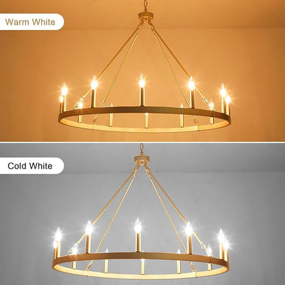 Gold Wagon Wheel Chandelier for Dining Room Light Fixture 12Light Gold Chandelier for Foyer 38inch 27-86" Height Adjustable Pendant Light for Flat Sloped Ceilings Dining Room Kitchen Island Entryway