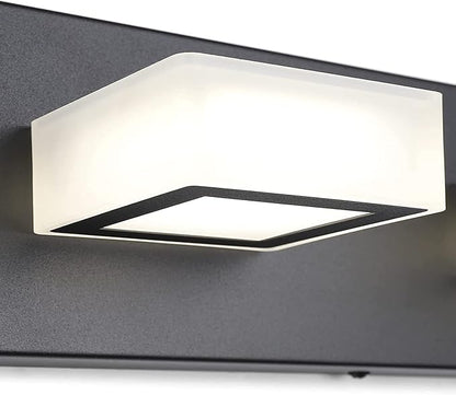Ralbay Modern Matte Black Bathroom Vanity Light Fixtures 6 Lights Acrylic Modern LED Black Vanity Lights for Bathroom (4500K Neutral White Light)