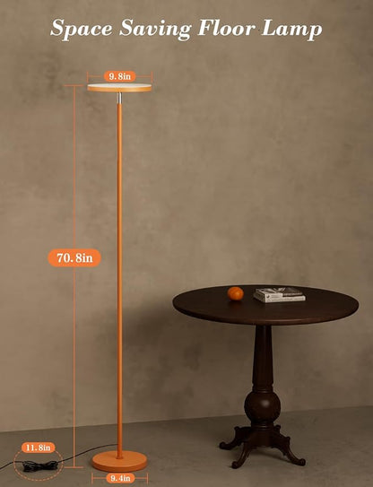 OHLUX Orange Floor Lamp, 32W/2500LM Super Bright Dimmable Sky LED Modern Torchiere Standing Lamp, LED Floor Reading Lamp with 4 Color Temperatures, Remote Touch Control, 1 Hour Timer for Living Room