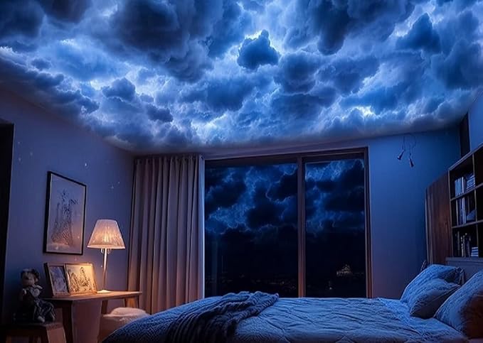 Cloud LED Lights for Ceiling. 3D Thunder Clouds Light Music Sync LED Storm Cotton Kits with Multicolor Changing Strip. Thundercloud DIY Set for Gaming Room & Basement décor 11.5 Ft