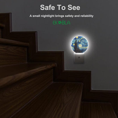 EKOBLA Van Gogh Starry Night Plug-in Night Light, Art LED Nightlight with Auto Sensor, 0.5W Sleep Friendly for All Ages