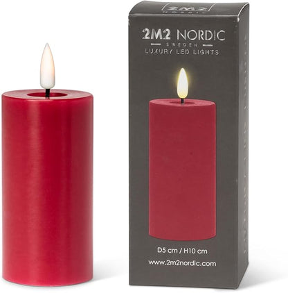 Abbott Collection Wax LED Flameless Pillar Candle - Red (2x4 H)