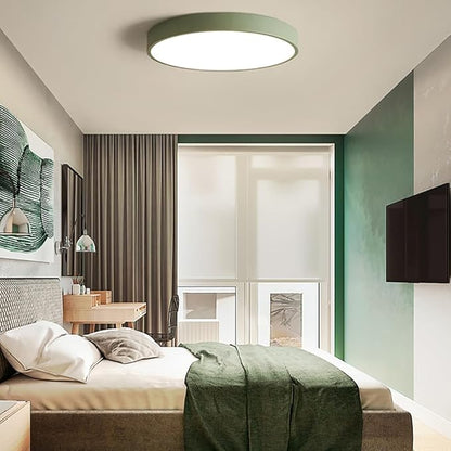 LED Ceiling Light Fixture,12 Inch Modern Round Recessed Ceiling Lights,Dimmable Light,Green 18W Close to Ceiling Lighting Flush Mount Living Room Bedroom,3000K-6000K