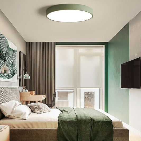 LED Ceiling Light Fixture,20 Inch Modern Round Recessed Ceiling Lights,3000K-6000K Ceiling Lamp Dimmable Light,36W Green Close to Ceiling Lighting Flush Mount Living Room Bedroom