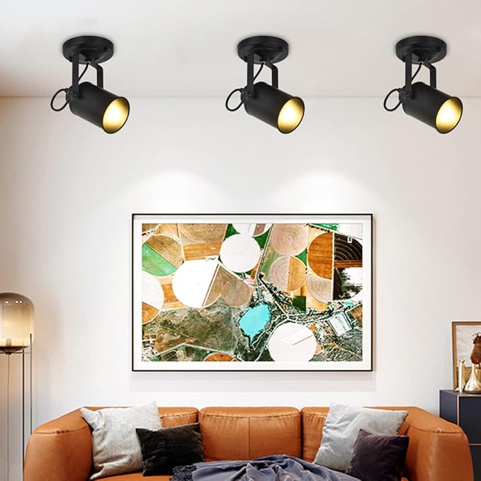 Ceiling Spotlight LED Black Modern Industrial Ceiling Light/Wall Lamp Adjustable Angle Indoor Decor Chandelier for Living Room Bedroom Shop Illumination COB Bulb 5W Warm Light