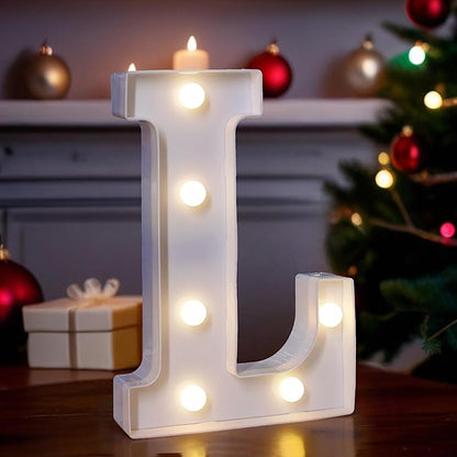 LED Light Up Marquee Letters, Battery Powered Decorative LED Letter Lights, Alphabet Light Up Letters for Wedding Birthday Party,Holiday Lamp or Home Bar Decoration (Letter L)