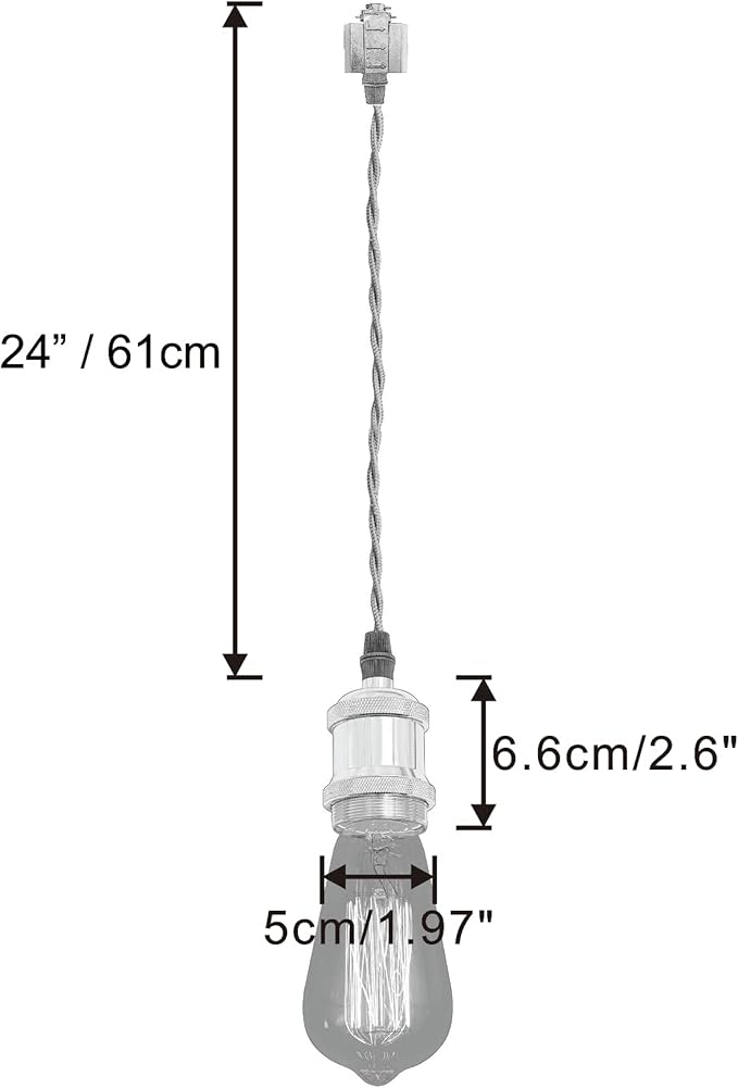 Kiven H-Type Wire Track LightPendants, 23.6 Inch Cord Length Black Weave Rope, Restaurant DecorativePendant Light Industrial Pendant Lamp 3 Pack,Bulb Not Included（Bright Gold）