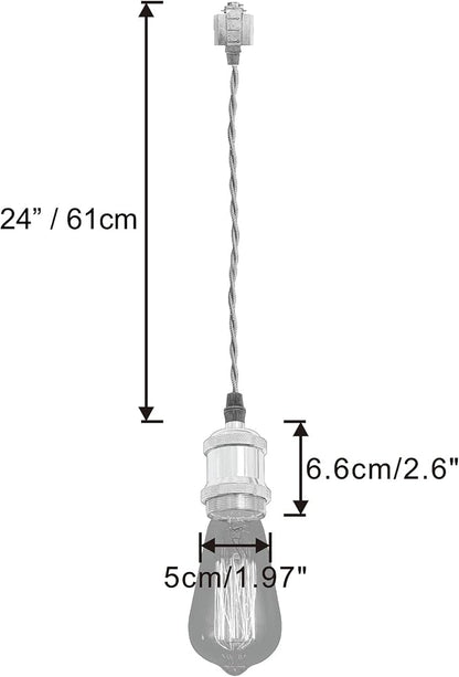 Kiven H-Type Wire Track LightPendants, 23.6 Inch Cord Length Black Weave Rope, Restaurant DecorativePendant Light Industrial Pendant Lamp 3 Pack,Bulb Not Included（Bright Gold）