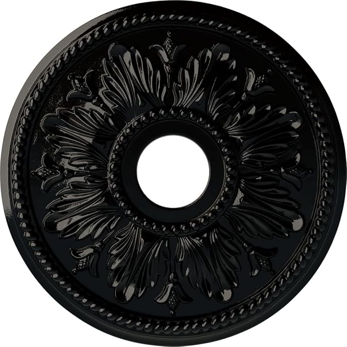 Ekena Millwork CM18ED1BPS Edinburgh Ceiling Medallion, 18 1/8 OD x 3 1/2 ID x 2 3/4 P, Black Pearl