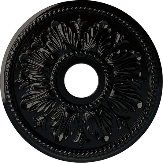 Ekena Millwork CM18ED1BPS Edinburgh Ceiling Medallion, 18 1/8 OD x 3 1/2 ID x 2 3/4 P, Black Pearl
