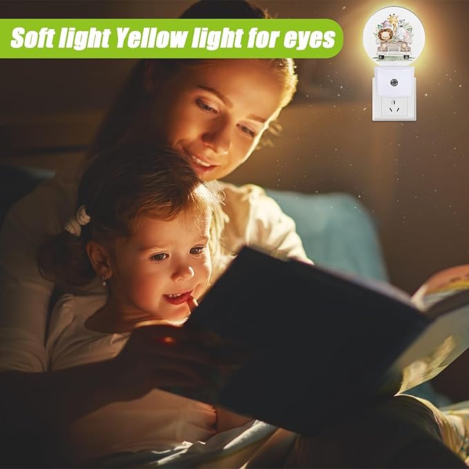 Safari Animals Night Light,Cute Lion Elephant and Giraffe Night Lights Plug into Wall for Kitchens Toilets Bedroom Decorative Half Round Nightlight Led Lamp 0.5W Sleep Friendly