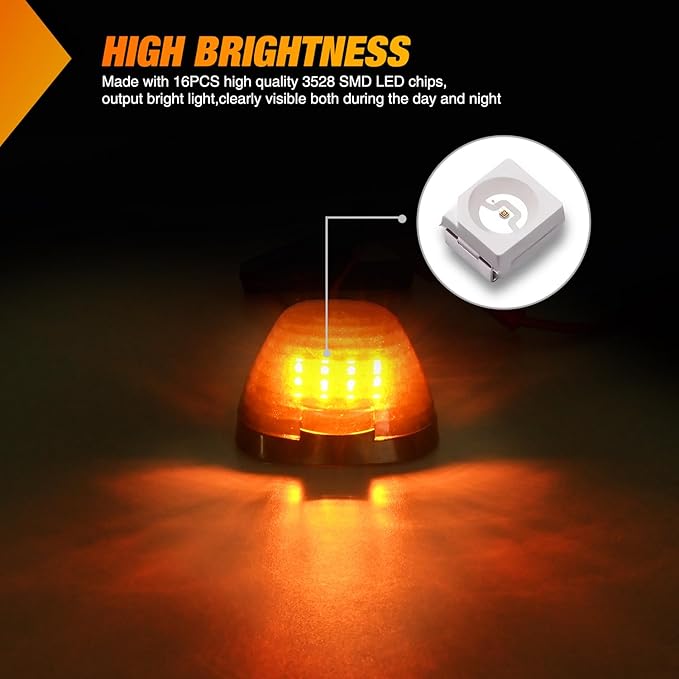 Nilight LED Cab Marker Lights 5 PCS 16 LED Smoke Lens Amber Clearance Roof Running Light Compatible with 1999-2016 Ford E150 E250 E350 E450 E550 F150 F250 F350 F450 F550 Super duty