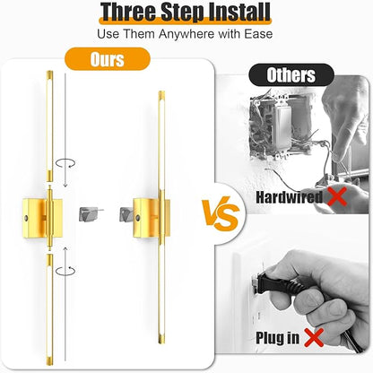 Battery Operated Wall Sconces Set of 2 Rechargeable LED Wall Lights, Dimmable 3000K-6500K, Battery Sconces Wall Decor for Bedroom Living Room Hallwayated Wall Sconce （2 Pack）