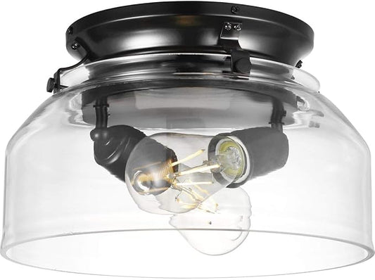 Progress Lighting Springer Collection Clear Glass Light Kit Matte Black, 7.50x11.87x11.87